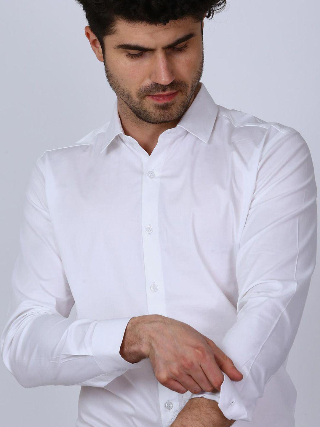 beyours men white classic opaque casual shirt