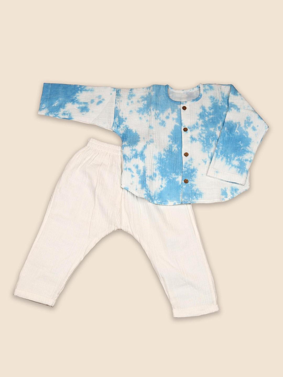 bhaakur kids dyed cotton shirt with trouser set