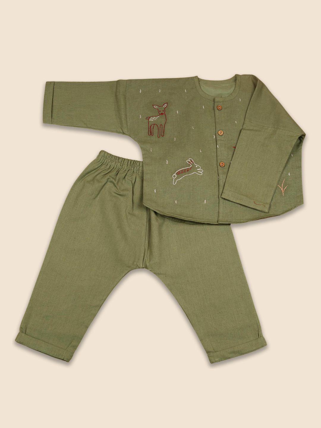 bhaakur unisex kids solid pure cotton clothing set