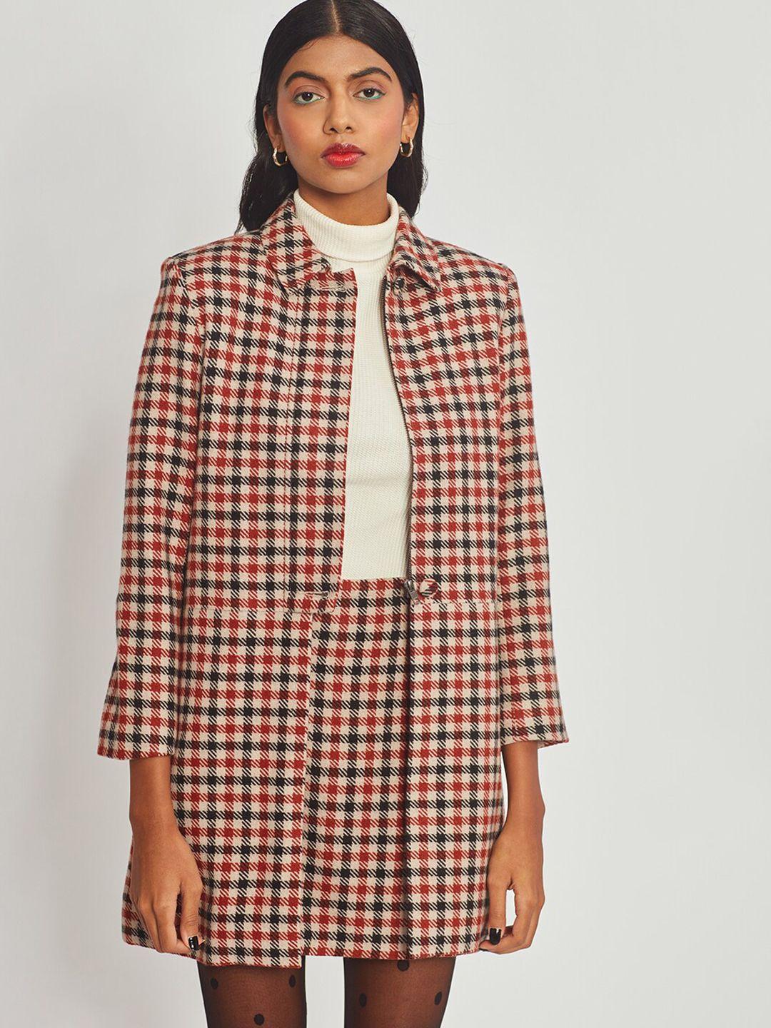 bhaane checked longline tailored jacket