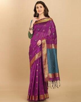 bhagalpuri embellished traditional saree with tassels