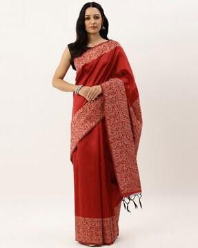 bhagalpuri handloom saree with kalamkari border