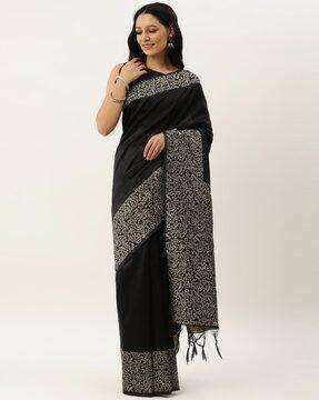 bhagalpuri handloom saree with kalamkari border