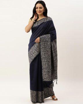 bhagalpuri handloom saree with kalamkari border