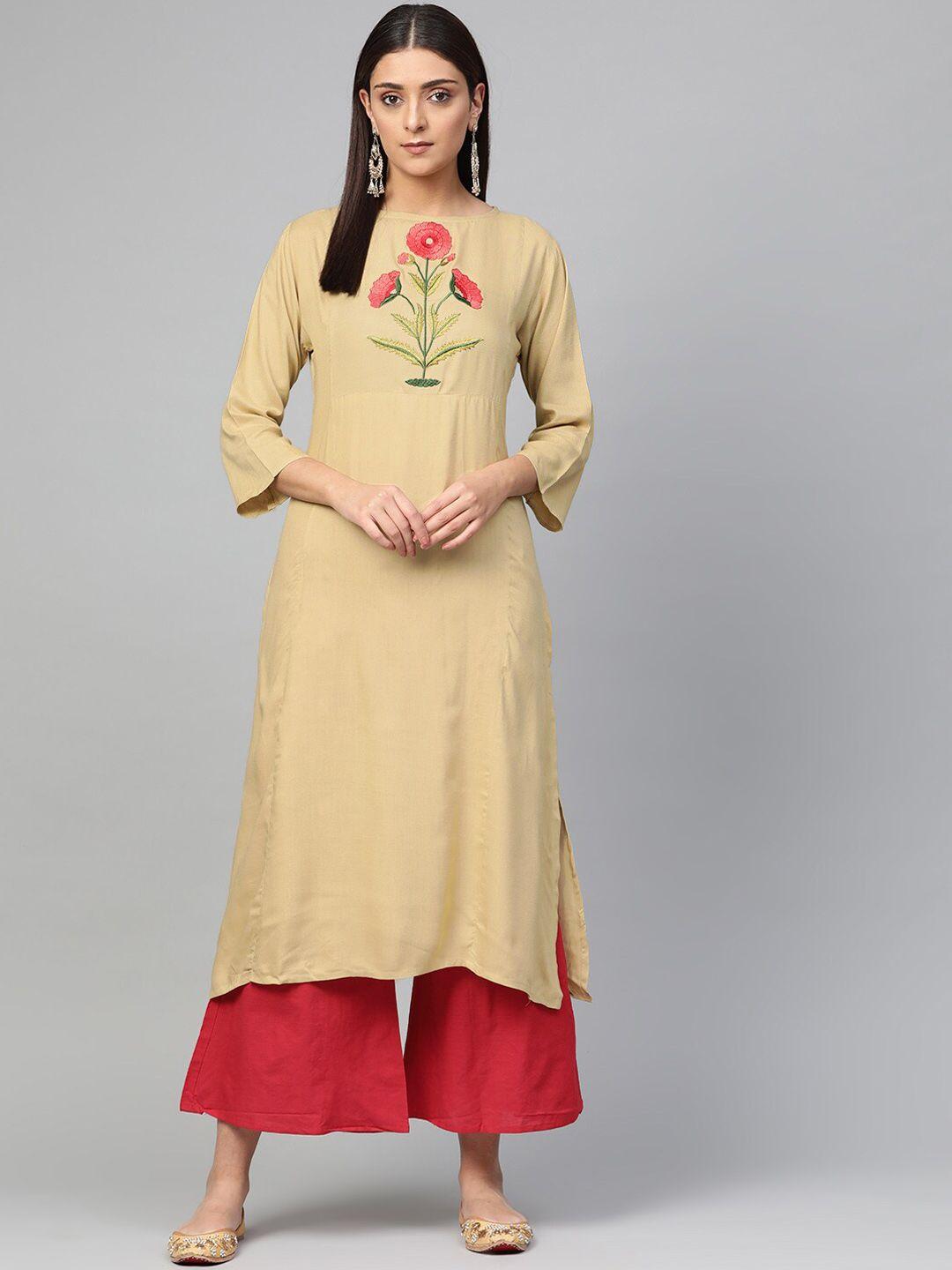 bhama couture floral embroidered kurta with palazzos