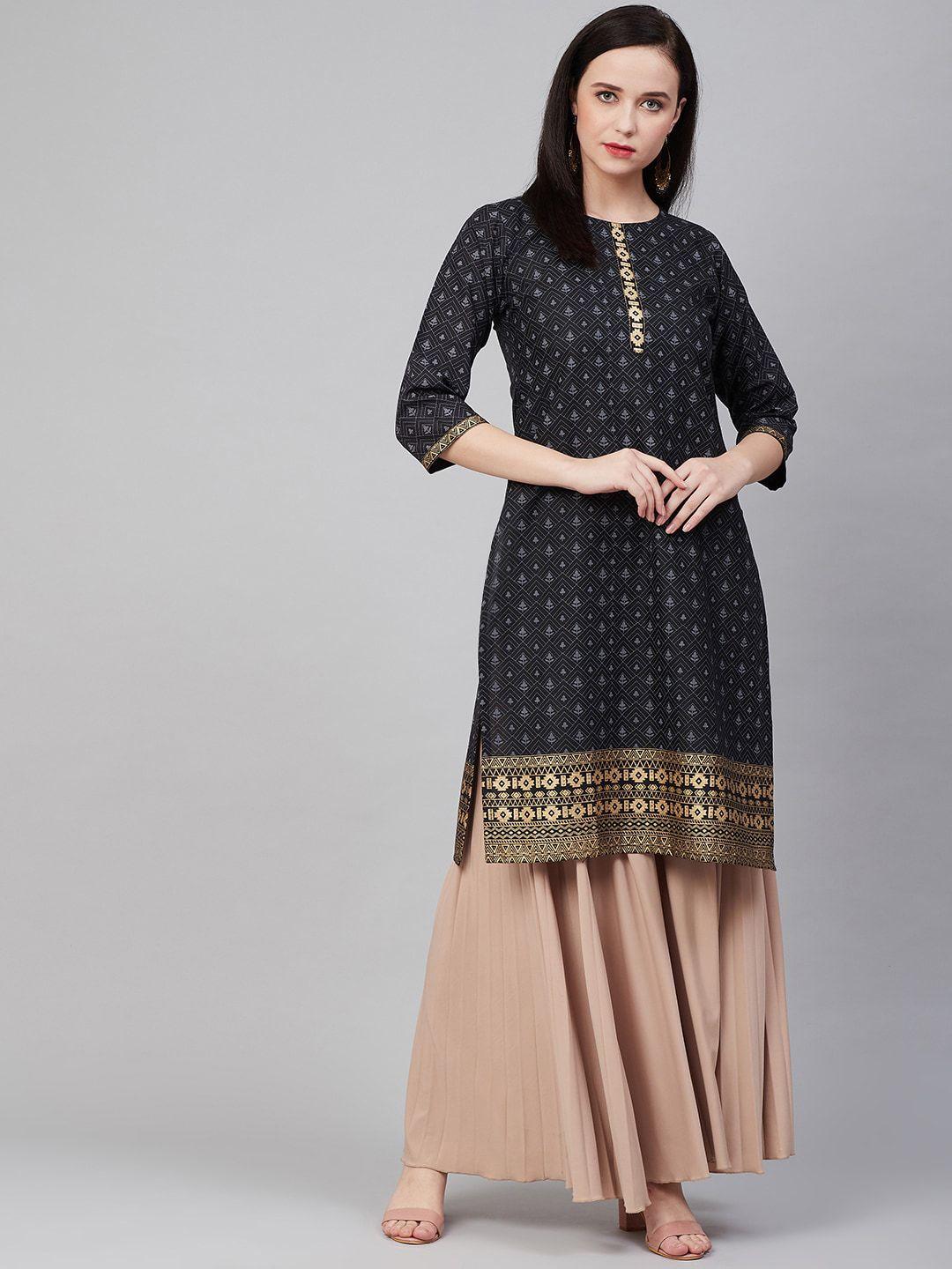 bhama couture ethnic motifs printed pure cotton kurta