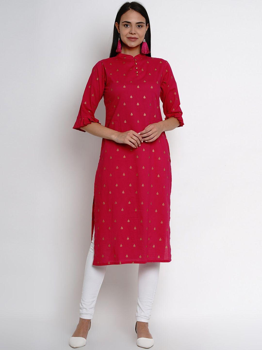 bhama couture ethnic printed mandarin collar kurta