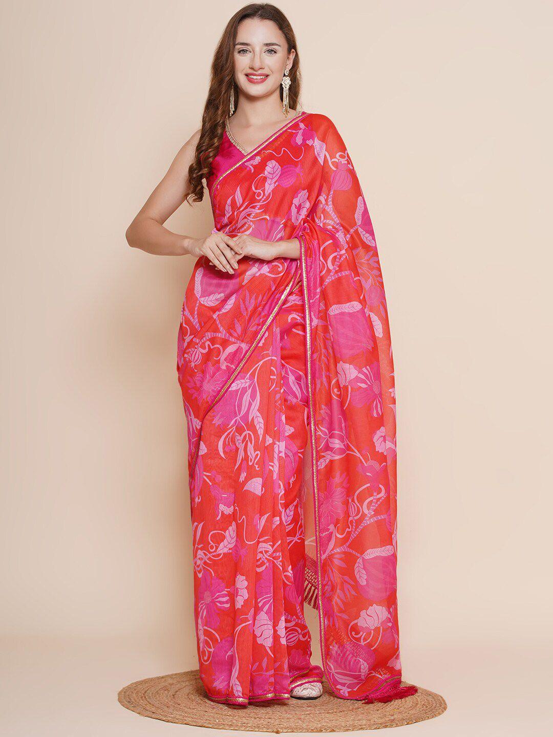 bhama couture floral printed chanderi saree