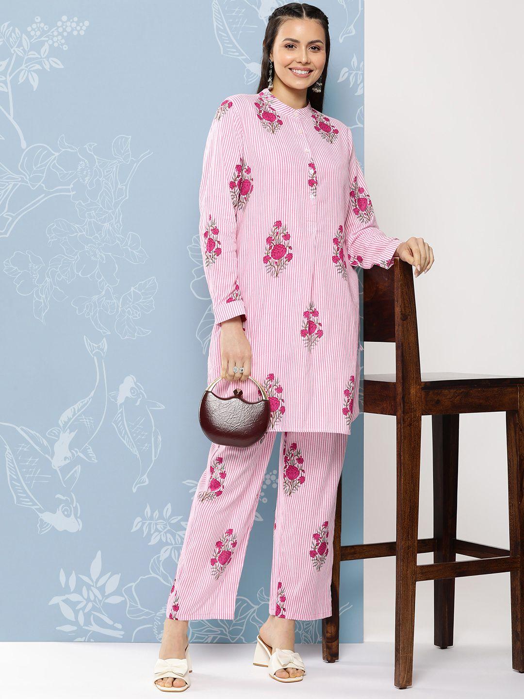bhama couture floral printed regular kurta with trousers