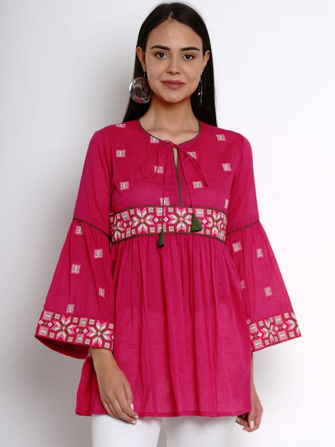 bhama couture fuchsia pink embroidered tunic