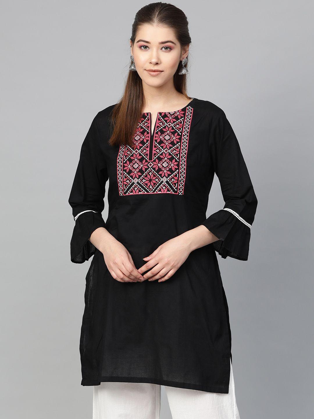 bhama couture women black & pink solid tunic