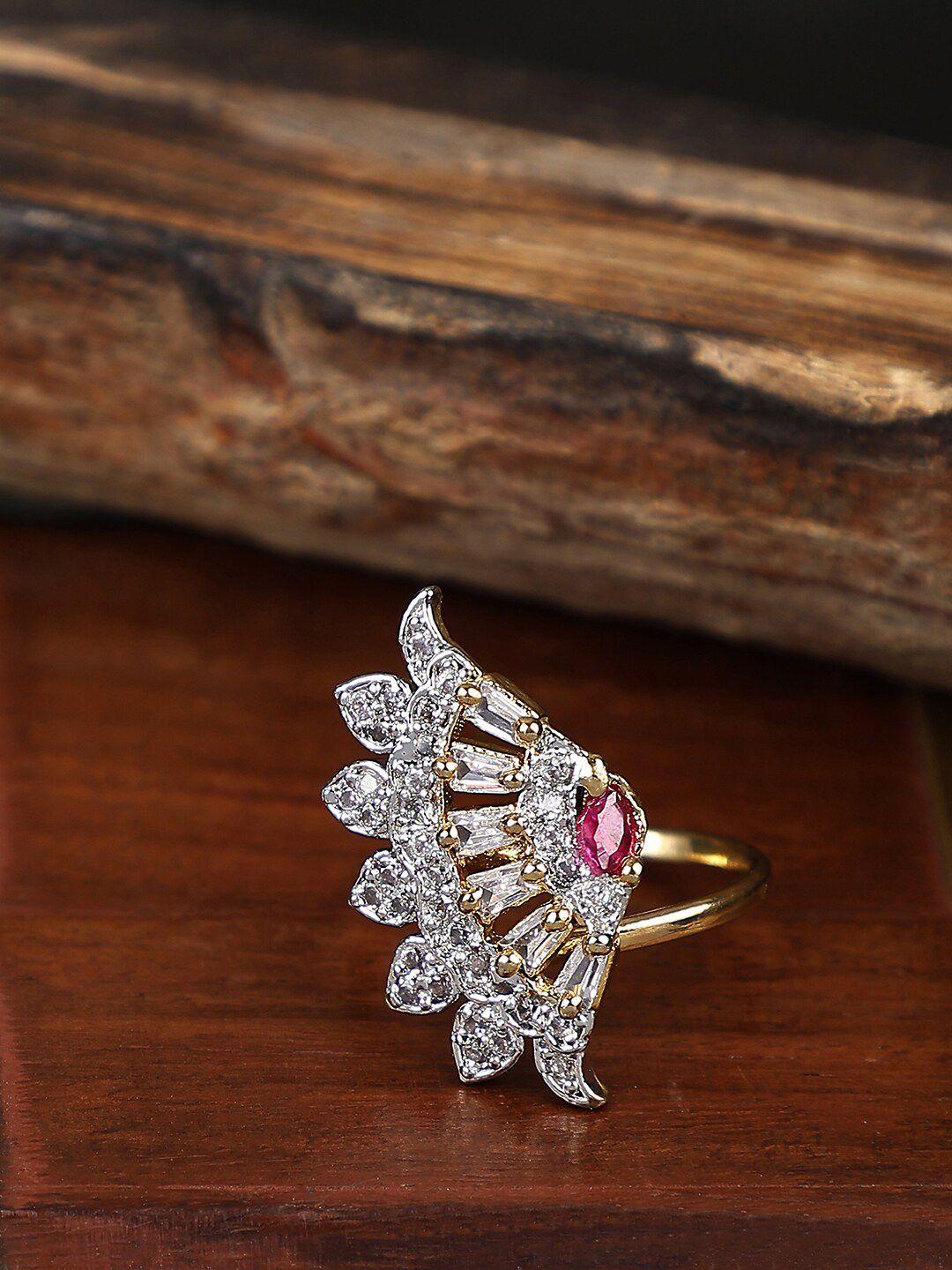 bhana fashion gold-plated & cz-studded finger ring