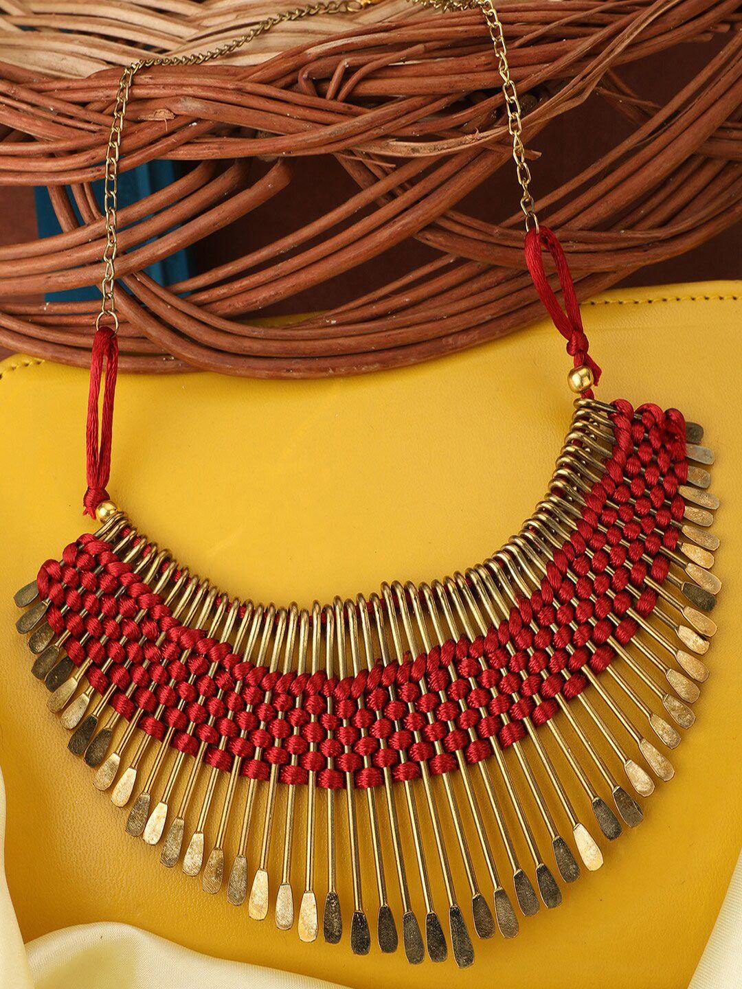 bhana fashion gold-plated & red statement necklace