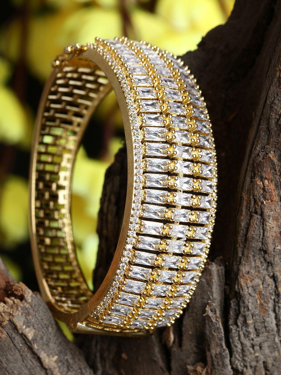 bhana fashion gold-plated & silver-toned handcrafted bangle-style bracelet