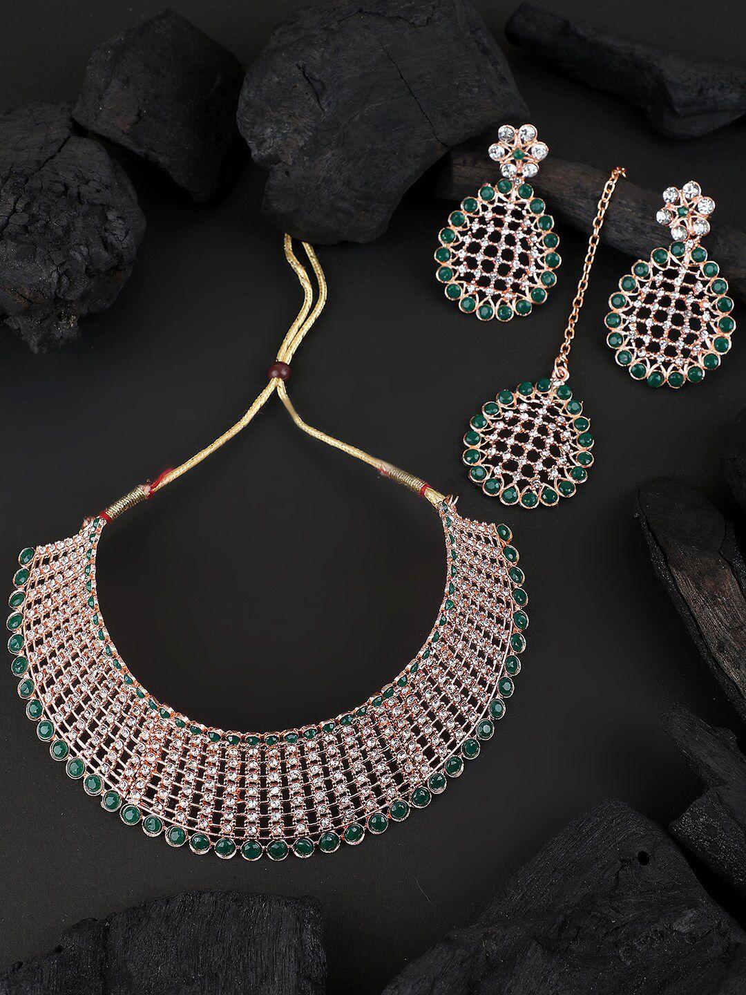 bhana fashion gold-plated american diamond-studded jewellery set