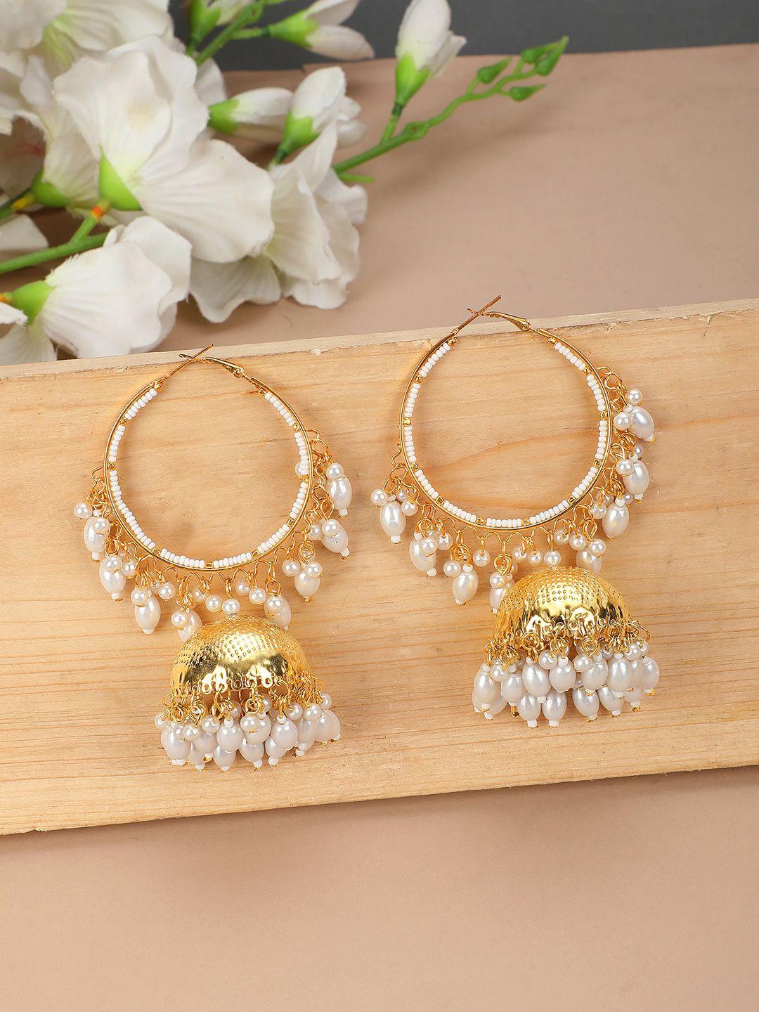 bhana fashion gold-plated dome shaped jhumka earrings