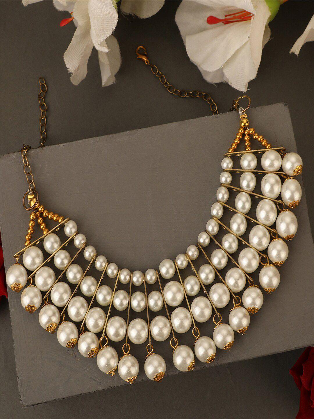 bhana fashion gold-toned & white gold-plated handcrafted necklace