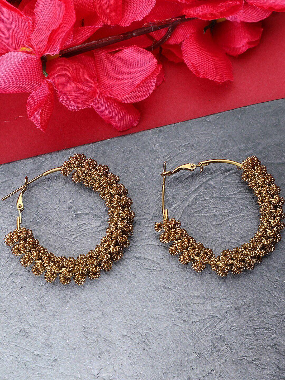 bhana fashion gold-toned contemporary hoop earrings