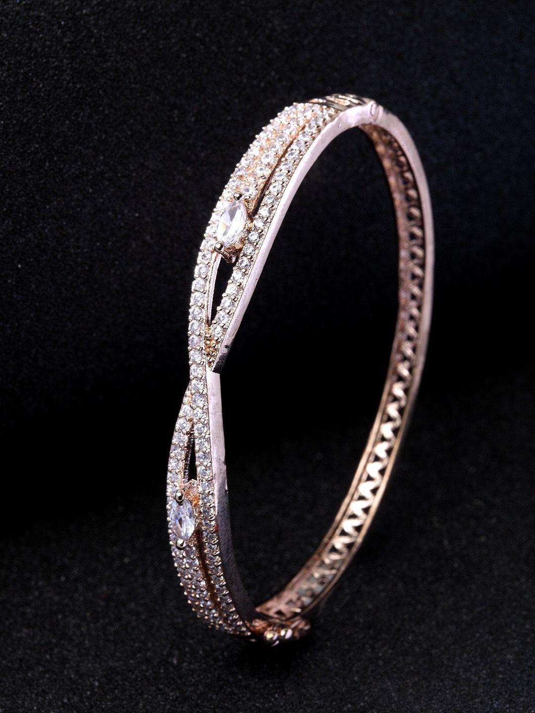 bhana fashion rose gold-plated american diamond handcrafted bangle-style bracelet