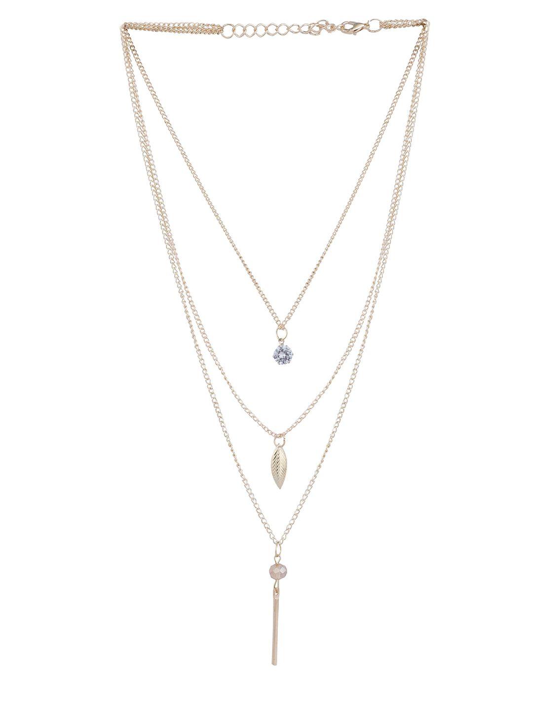 bhana fashion set of 2 blue & rose gold-plated layered necklaces