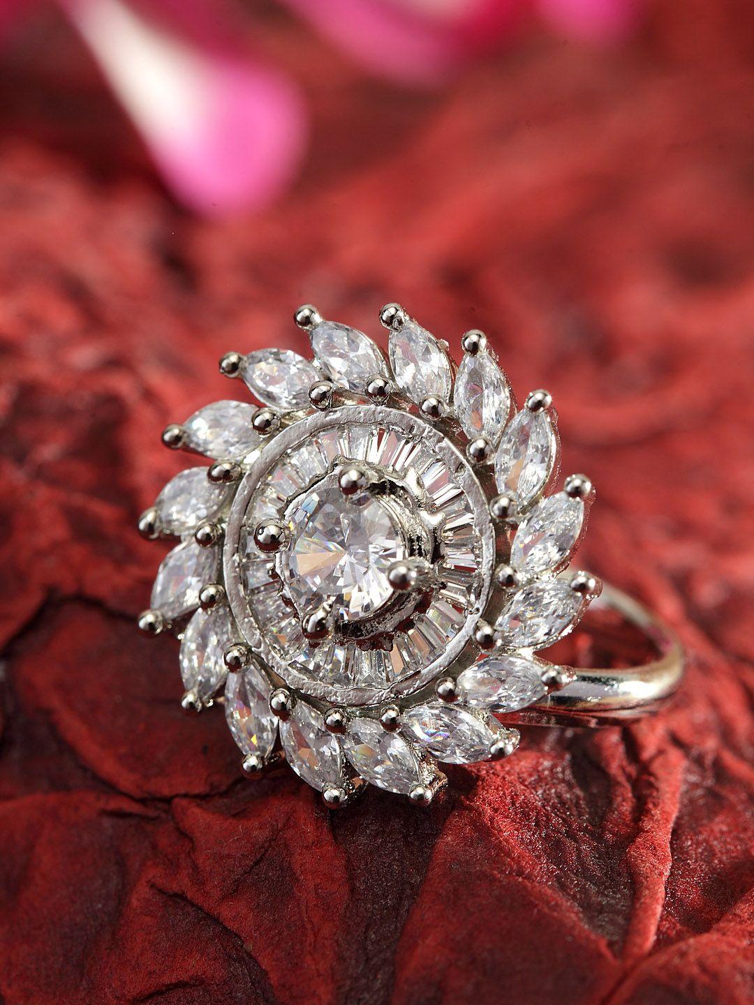 bhana fashion silver-plated ad-studded handcrafted finger ring