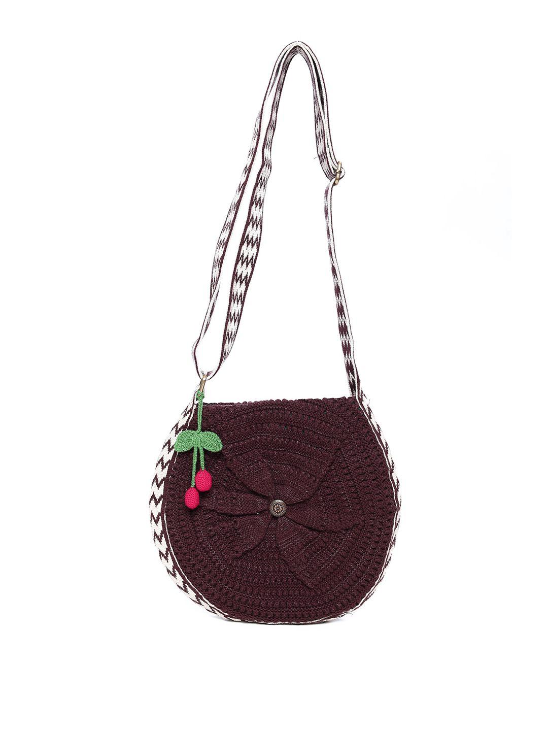 bharatasya crochet knitted half moon sling bag