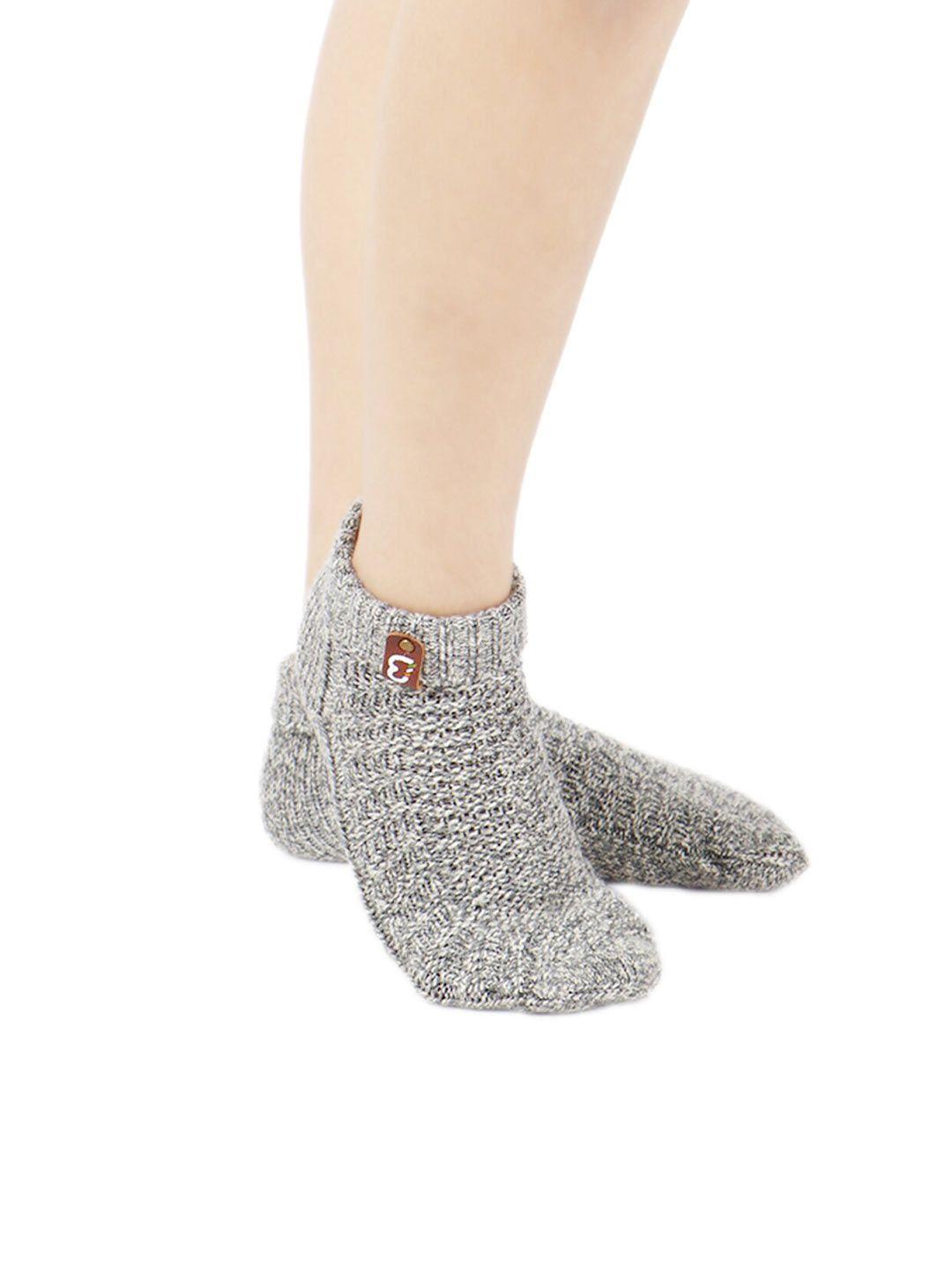 bharatasya girls pack of 2 grey patterned acrylic ankle-length socks