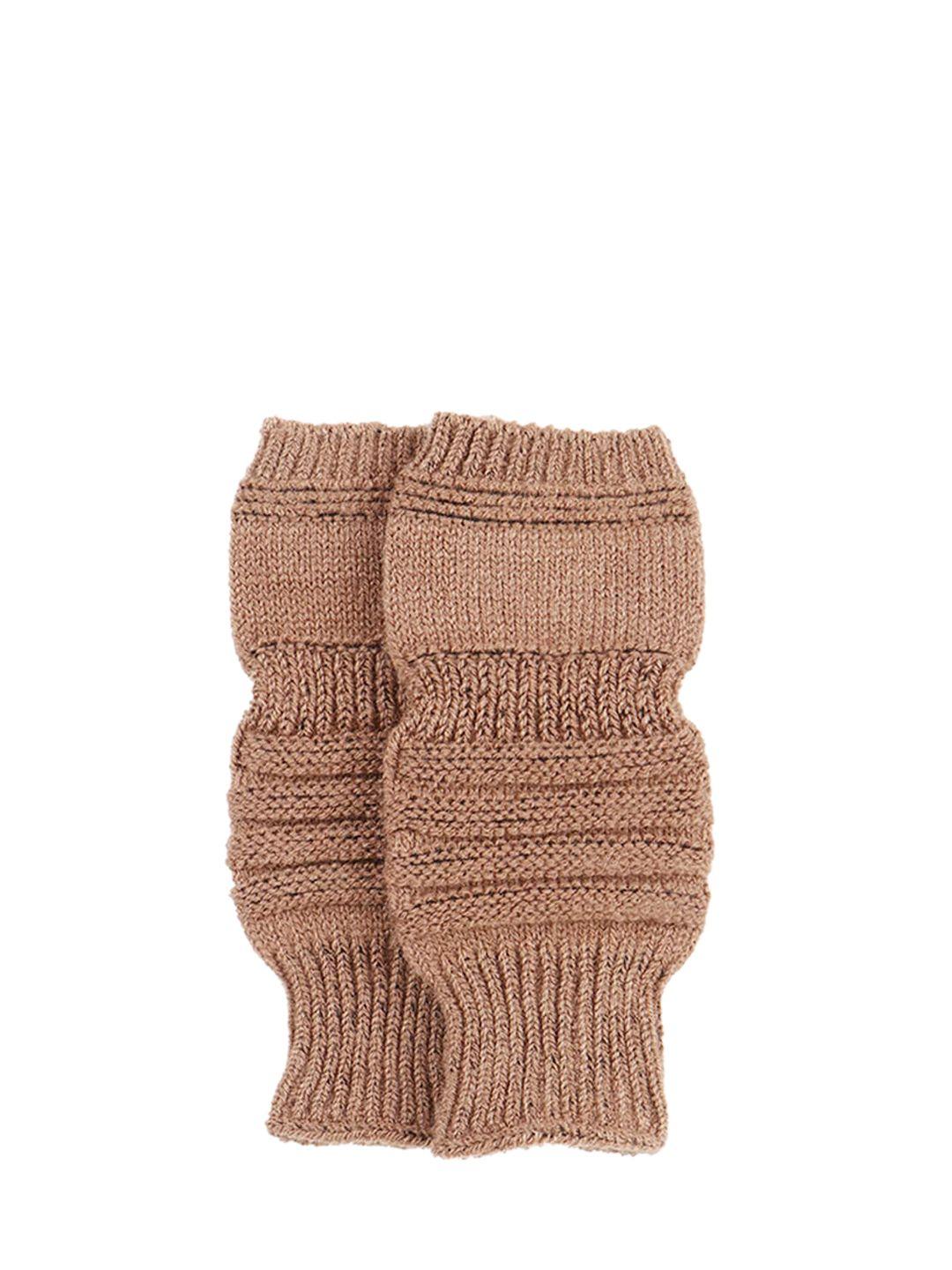 bharatasya kids brown solid acrylic woven knitted gloves