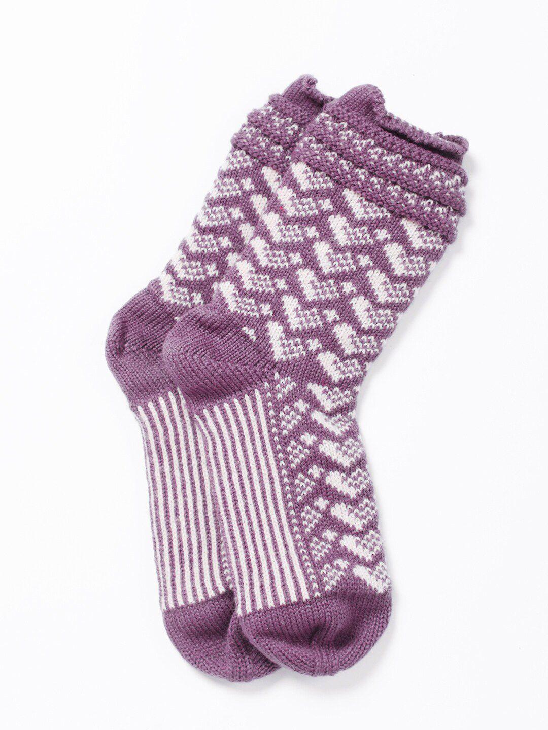 bharatasya purple knitted winter woolen socks for kids