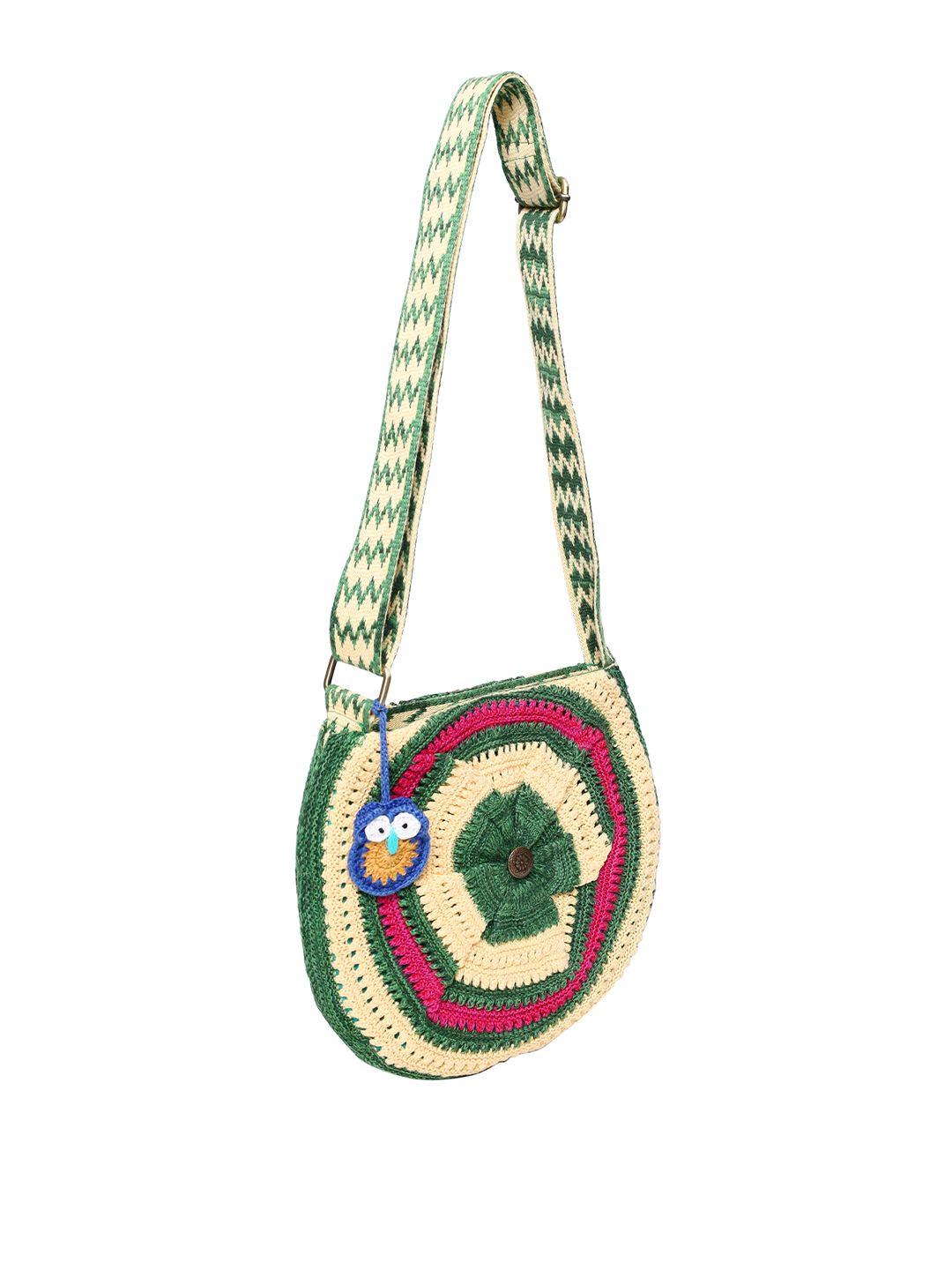 bharatasya textured structured cotton sling bag