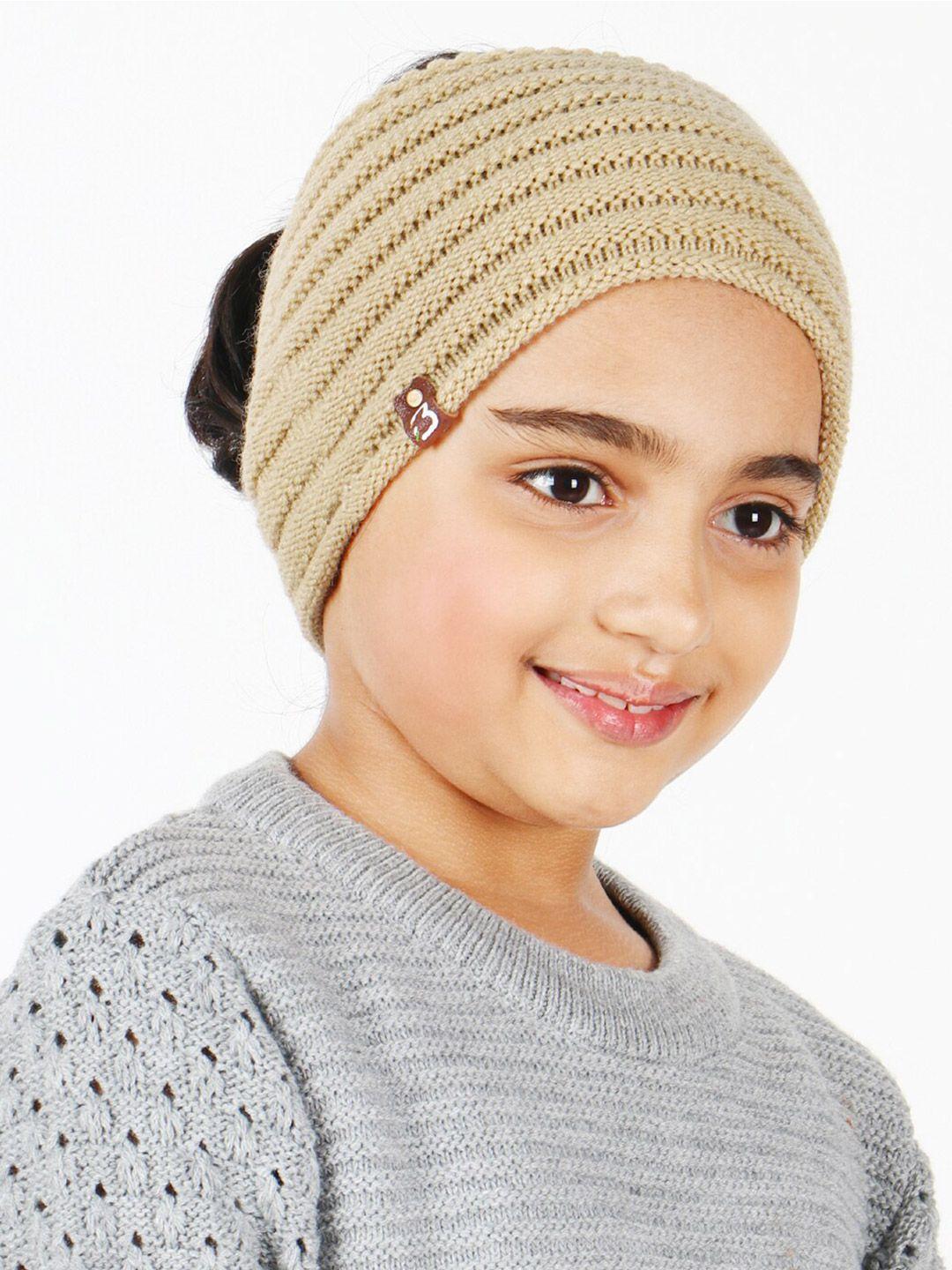 bharatasya girls beige self design beanie