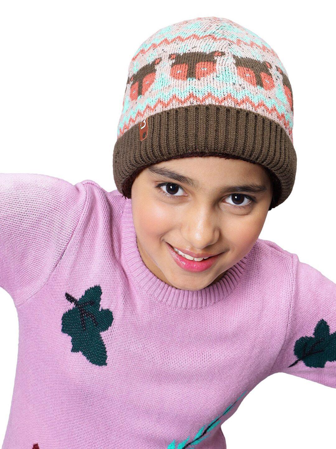 bharatasya girls self design acrylic beanie