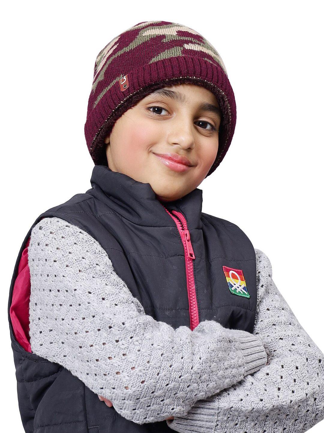 bharatasya girls self design acrylic beanie