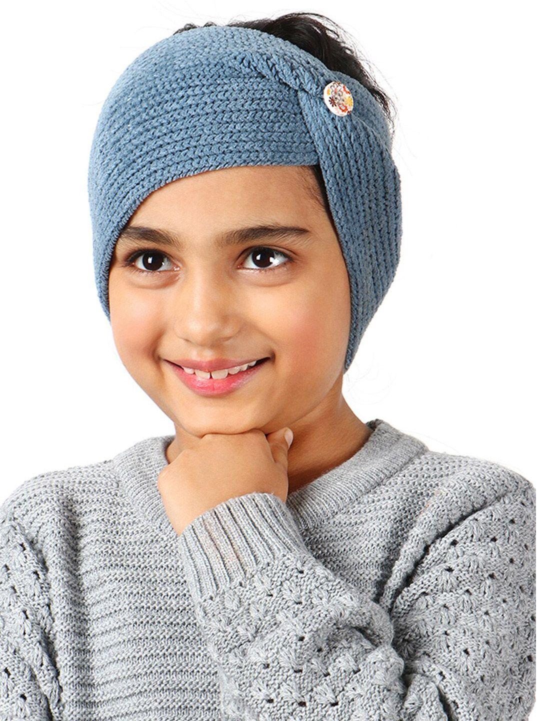 bharatasya girls teal self design beanie