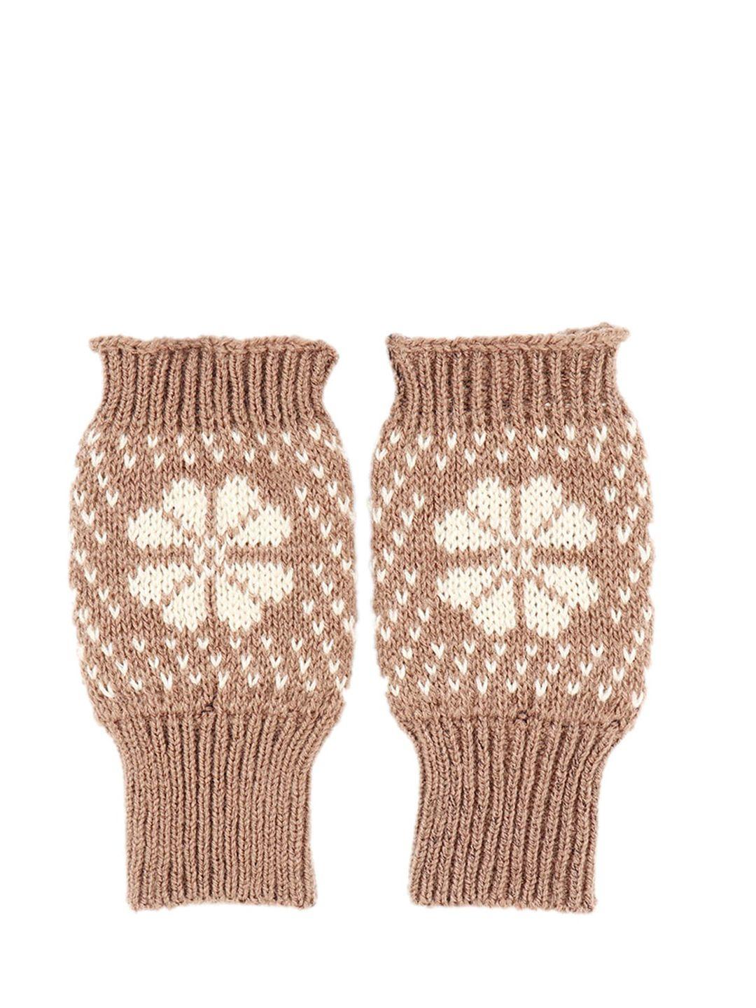 bharatasya kid brown knitted christmas acrylic winter gloves