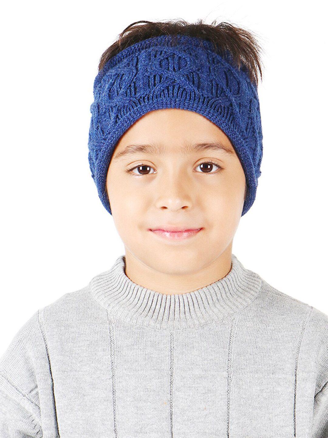 bharatasya kids blue self design beanie