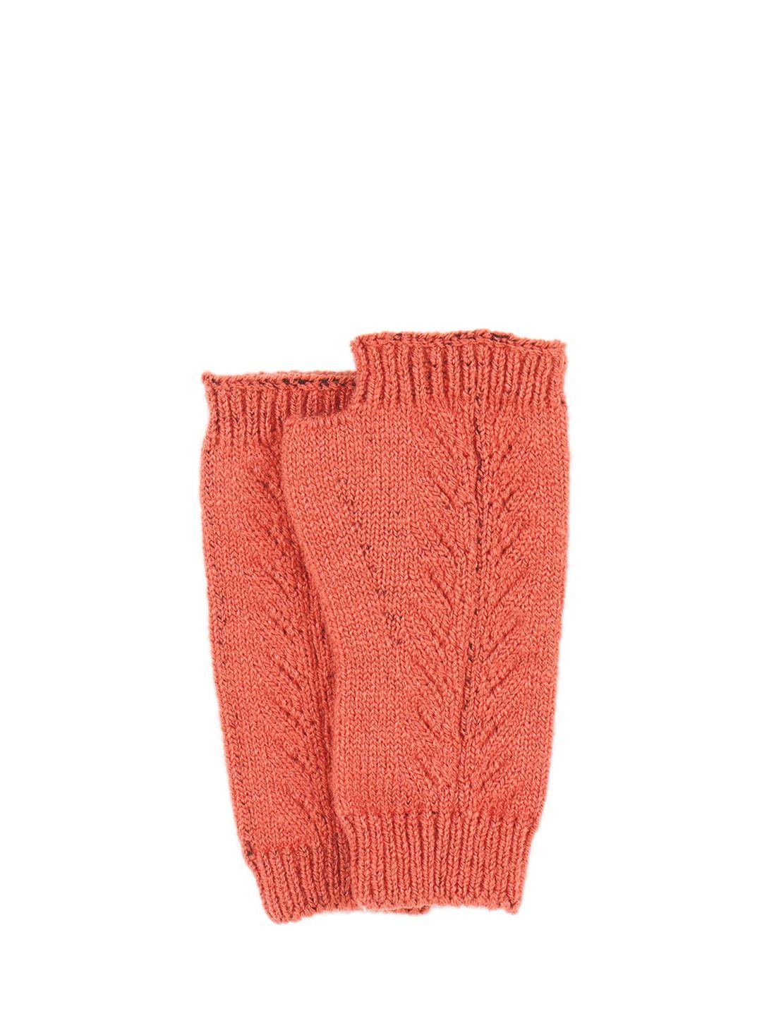 bharatasya kids orange patterned hand gloves