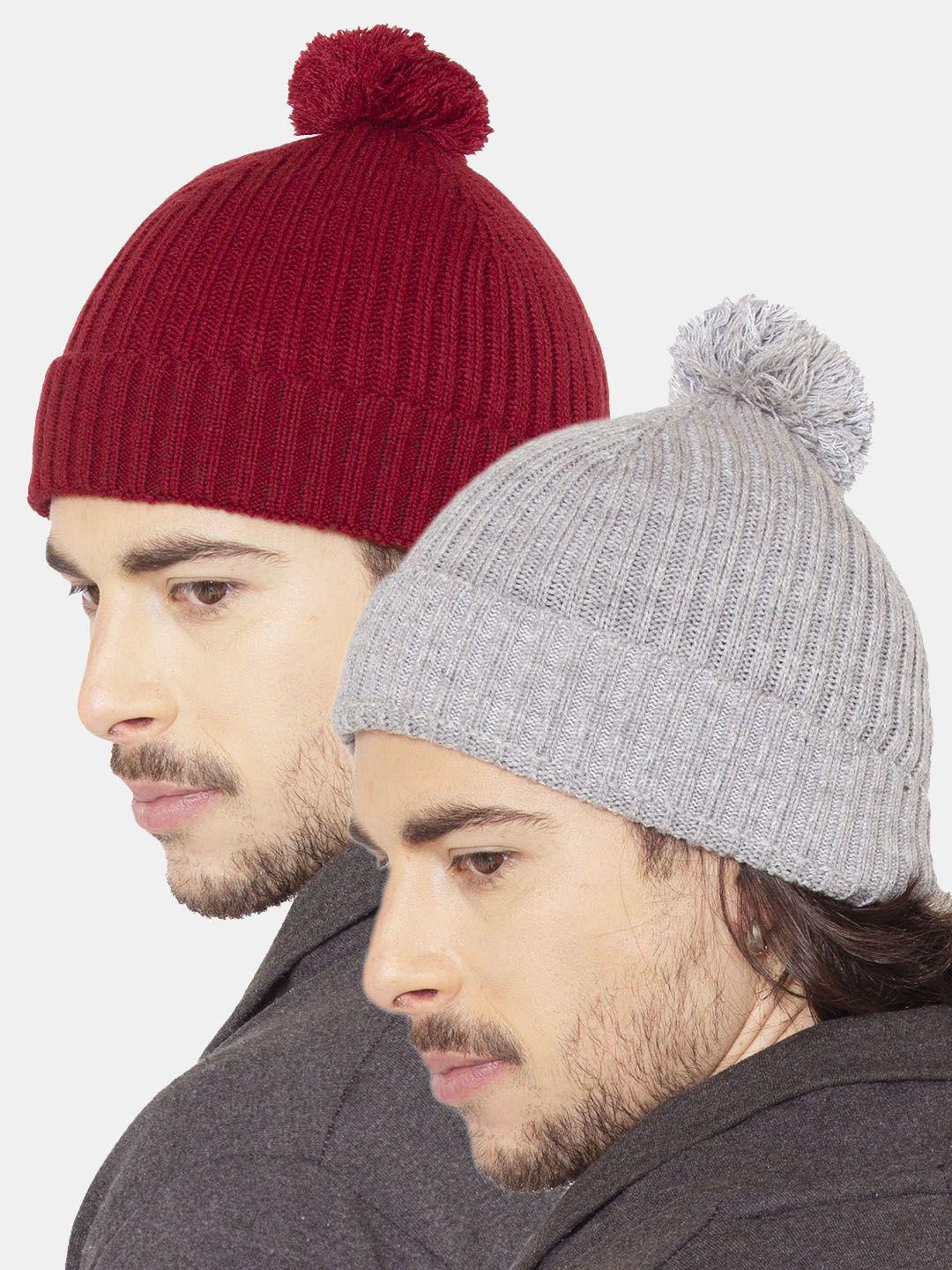 bharatasya men pack of 2 pompom beanie