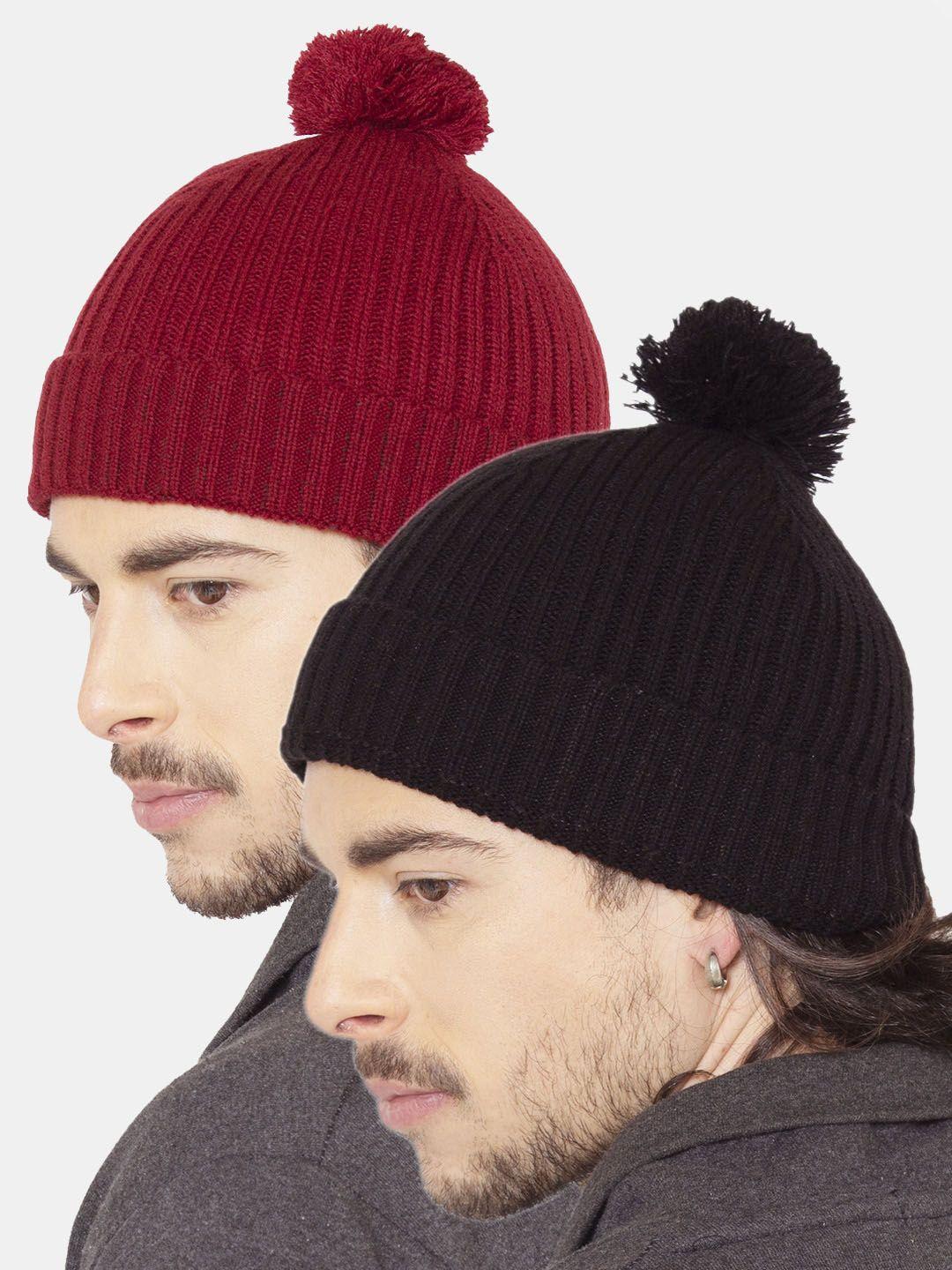 bharatasya men pack of 2 pompom beanie