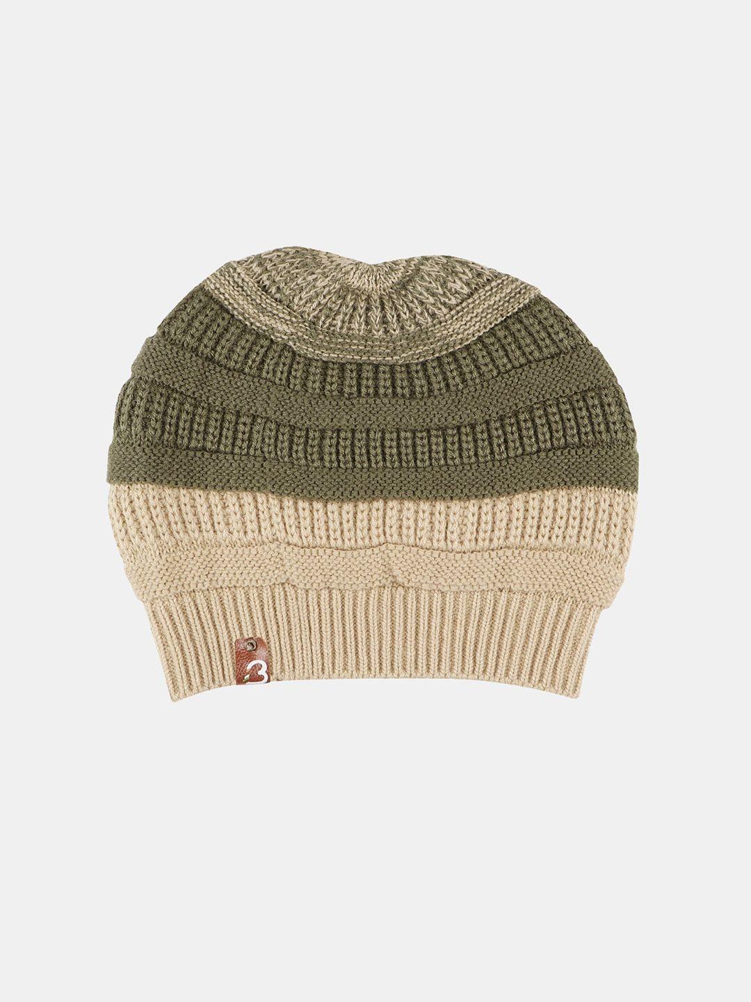 bharatasya men self design knitted acrylic beanie