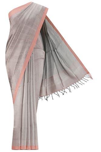 bhavi-grey bhagalpuri tussar silk saree