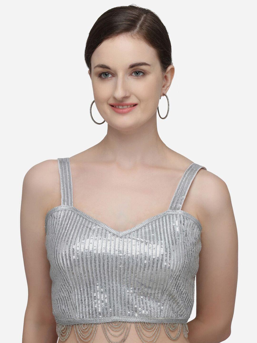 bhavyam embellished v-neck silk saree blouse
