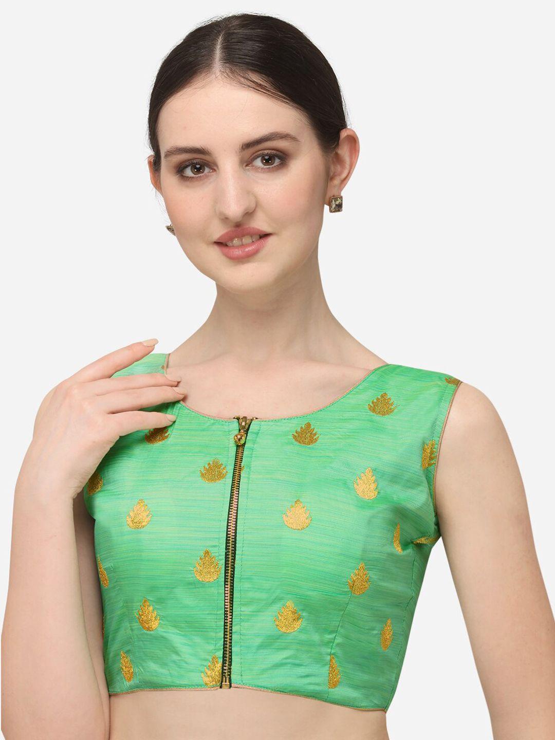 bhavyam embroidered round neck jacquard saree blouse