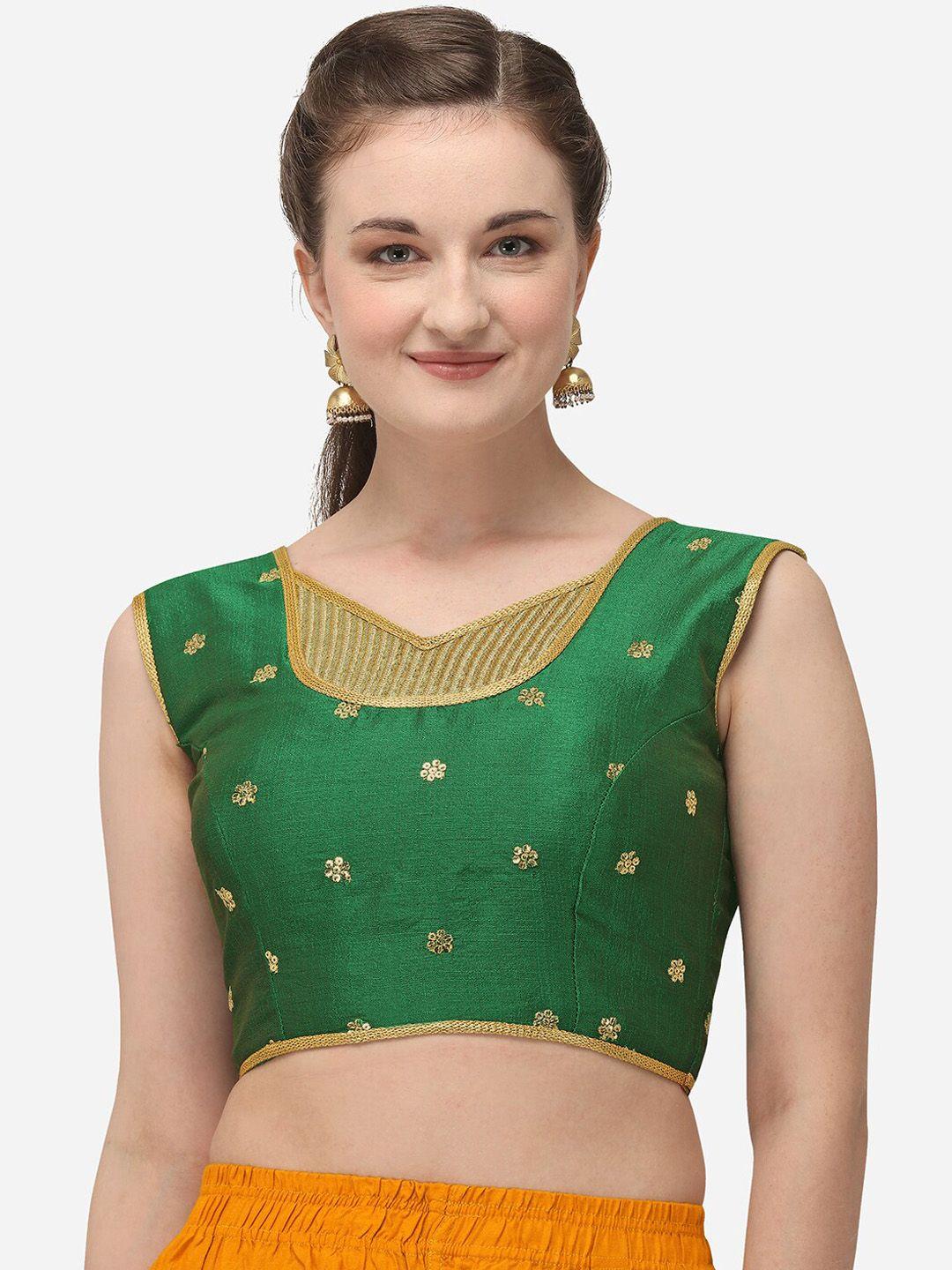 bhavyam embroidered v-neck silk saree blouse