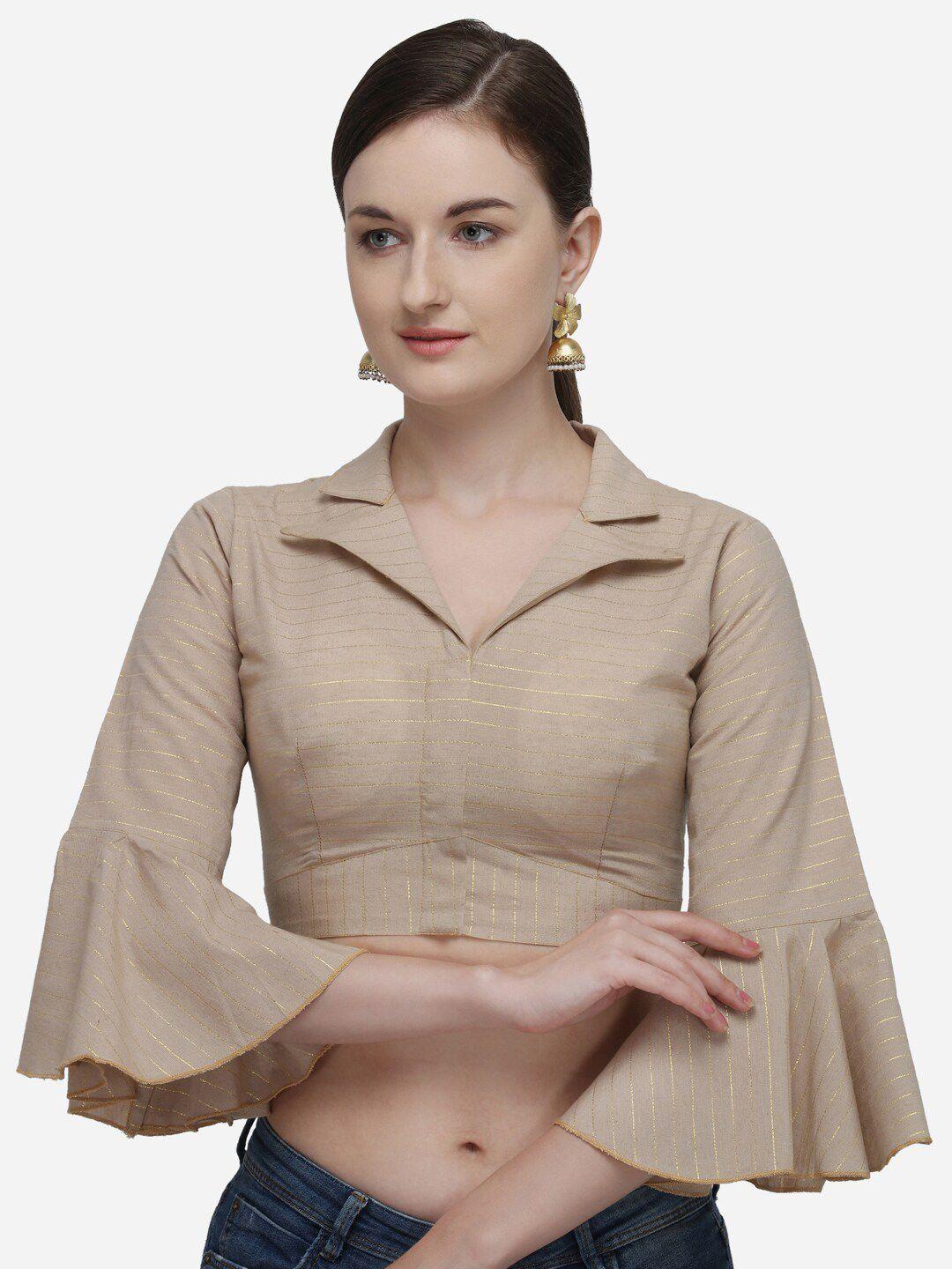 bhavyam printed shirt collared neck saree blouse