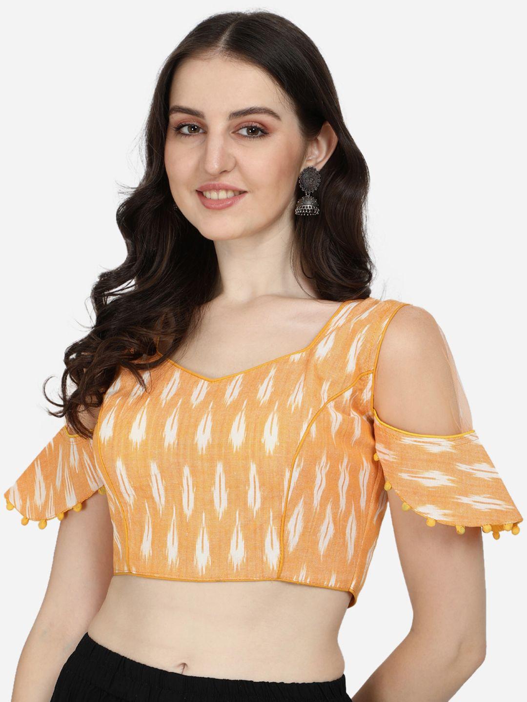 bhavyam printed v-neck cotton saree blouse