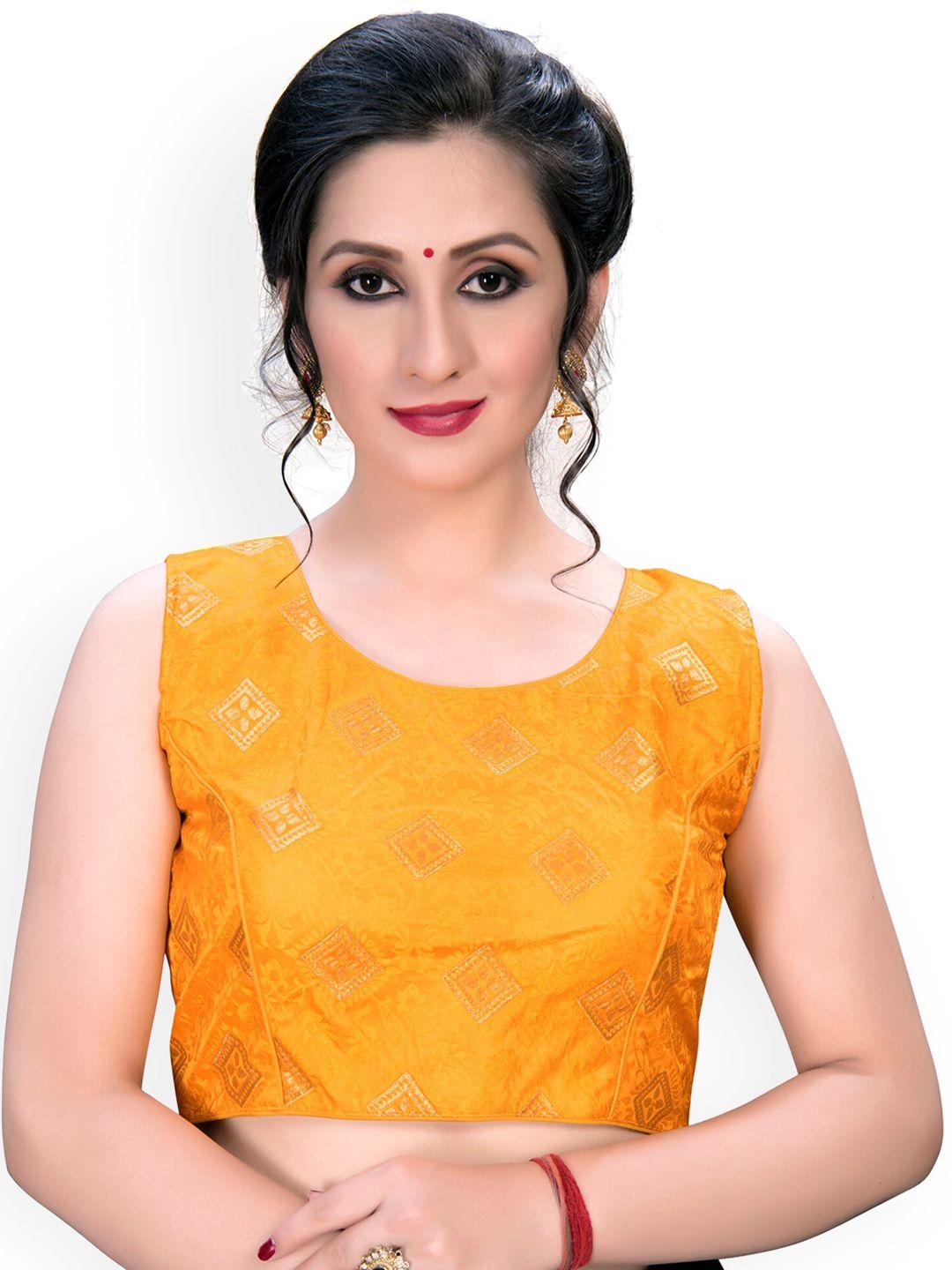 bhavyam zari-design round neck jacquard blouse