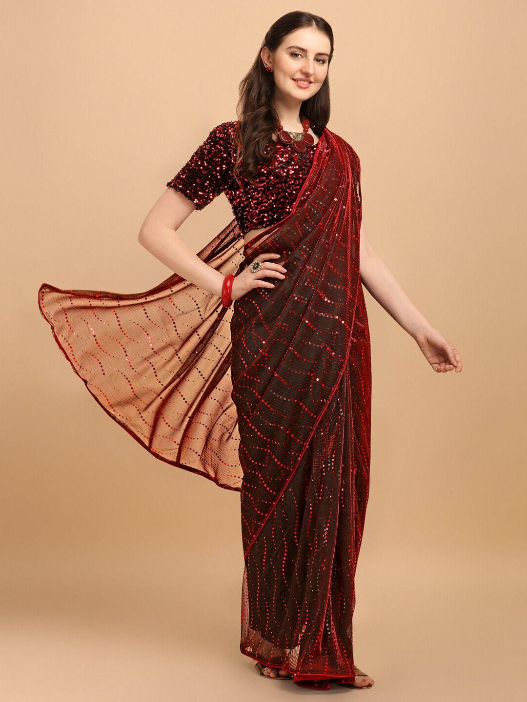 bhavyam  embellished sequinned net saree