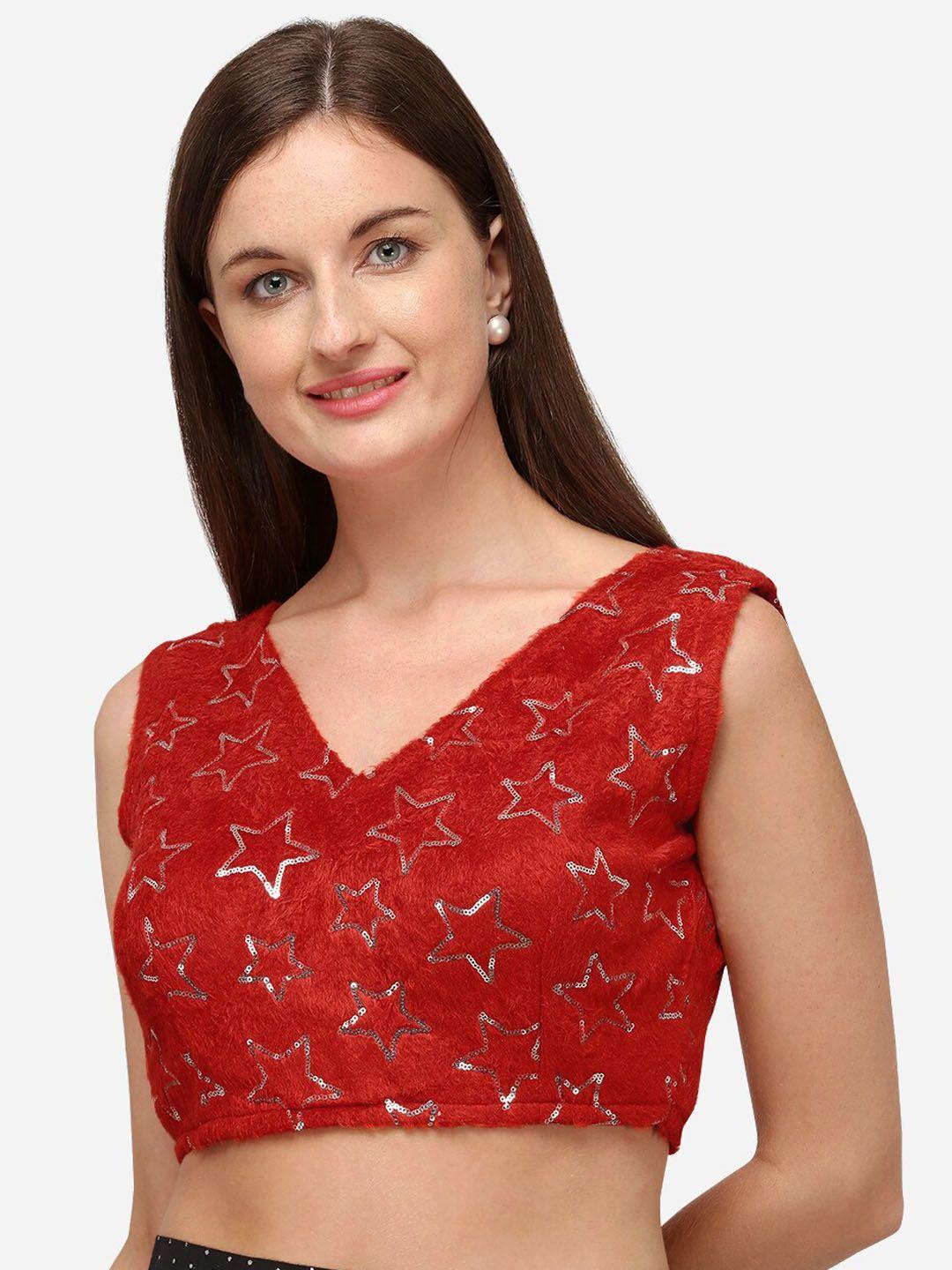 bhavyam embellished v-neck silk saree blouse