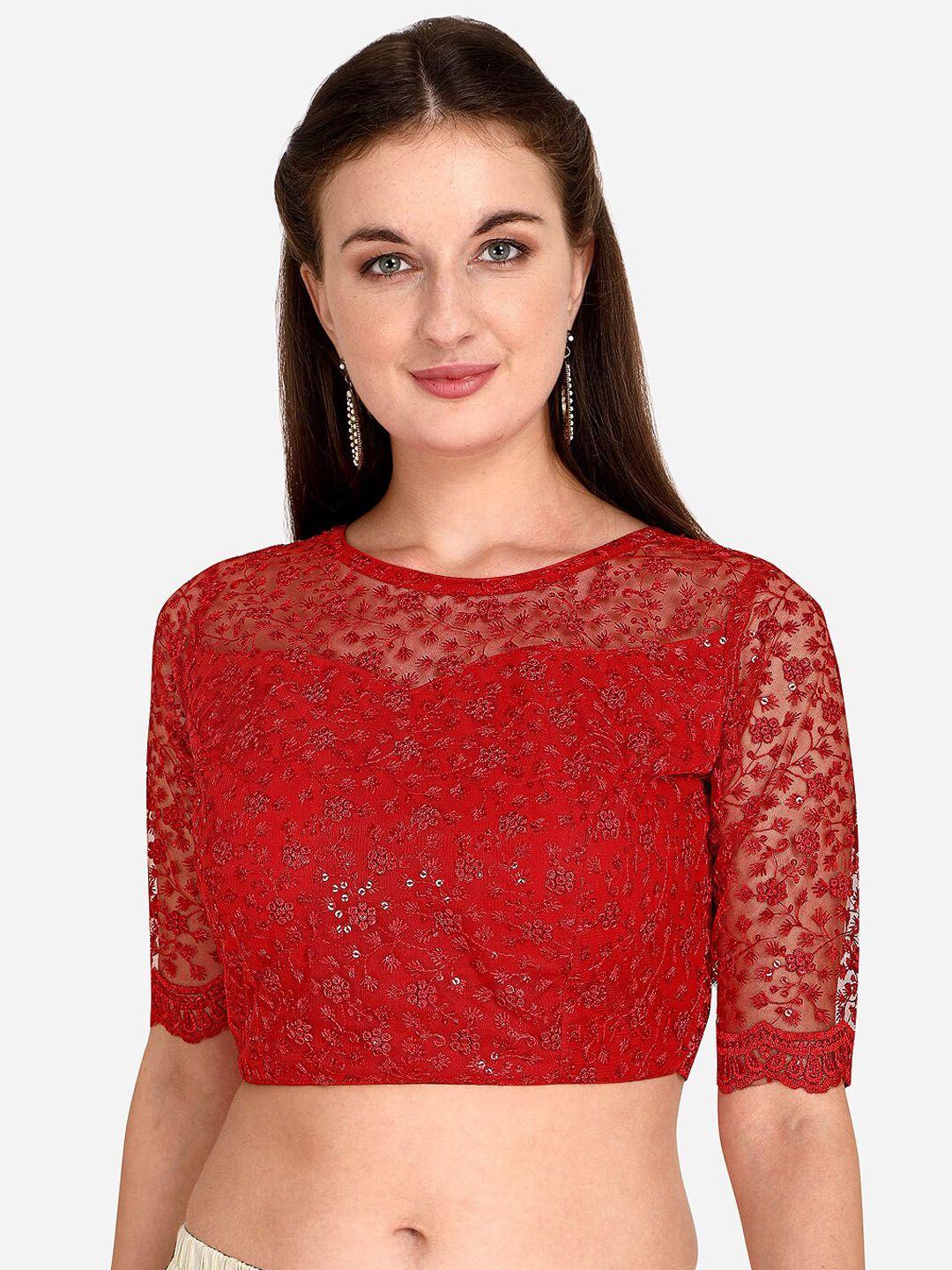 bhavyam embroidered sequinned net saree blouse